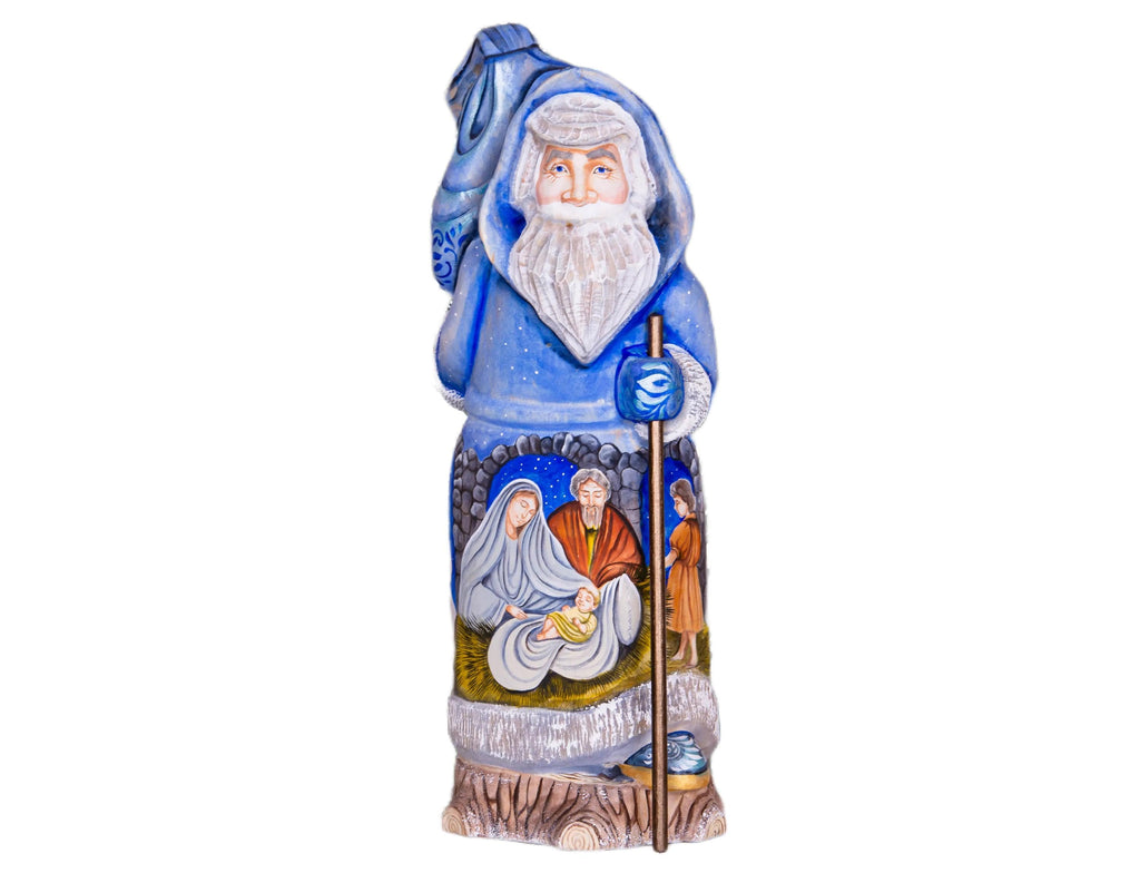 Santa Figurine 12", Nativity Scene, Orthodox Icon Style, Hand Painted Wood