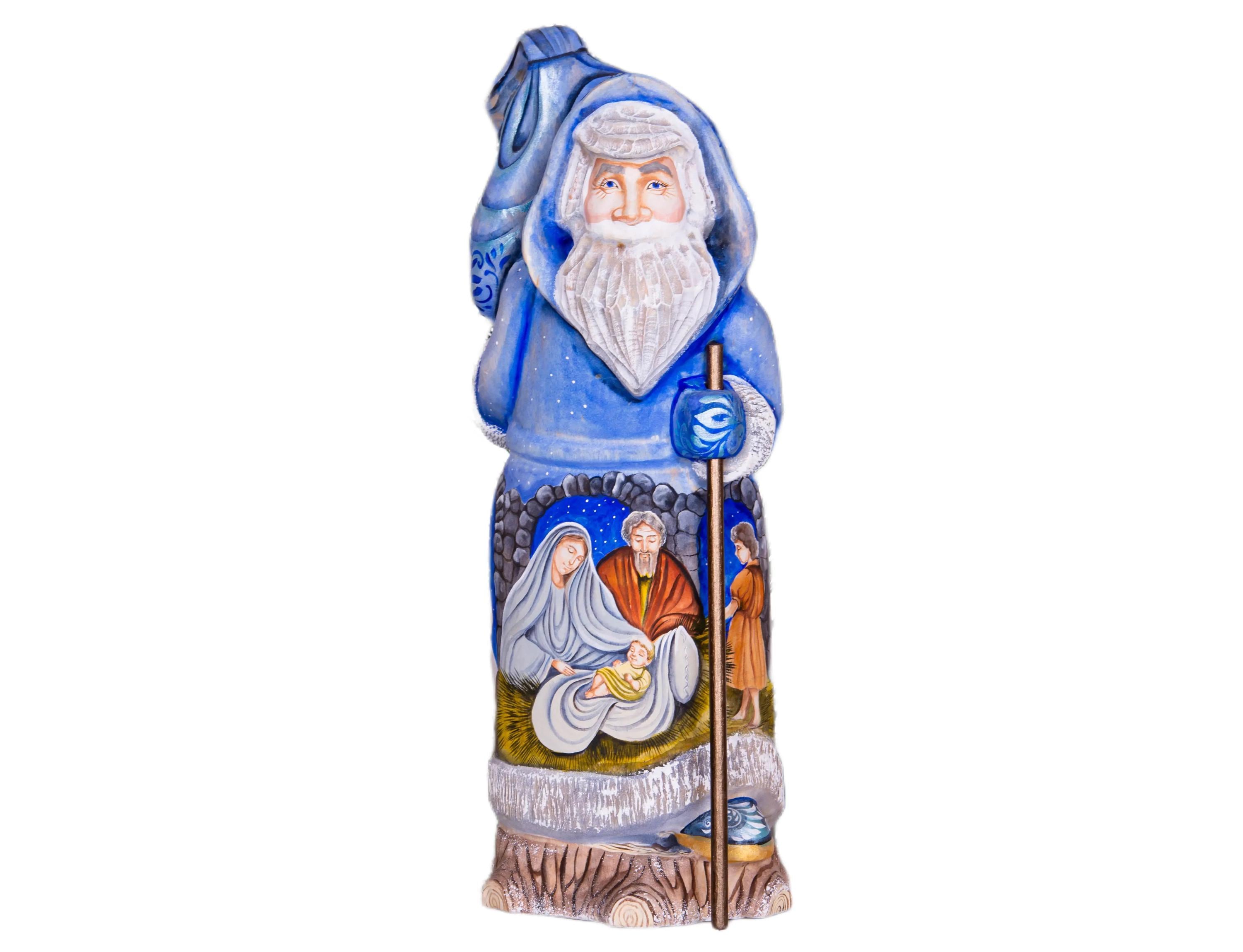Santa Figurine 12", Nativity Scene, Orthodox Icon Style, Hand Painted Wood