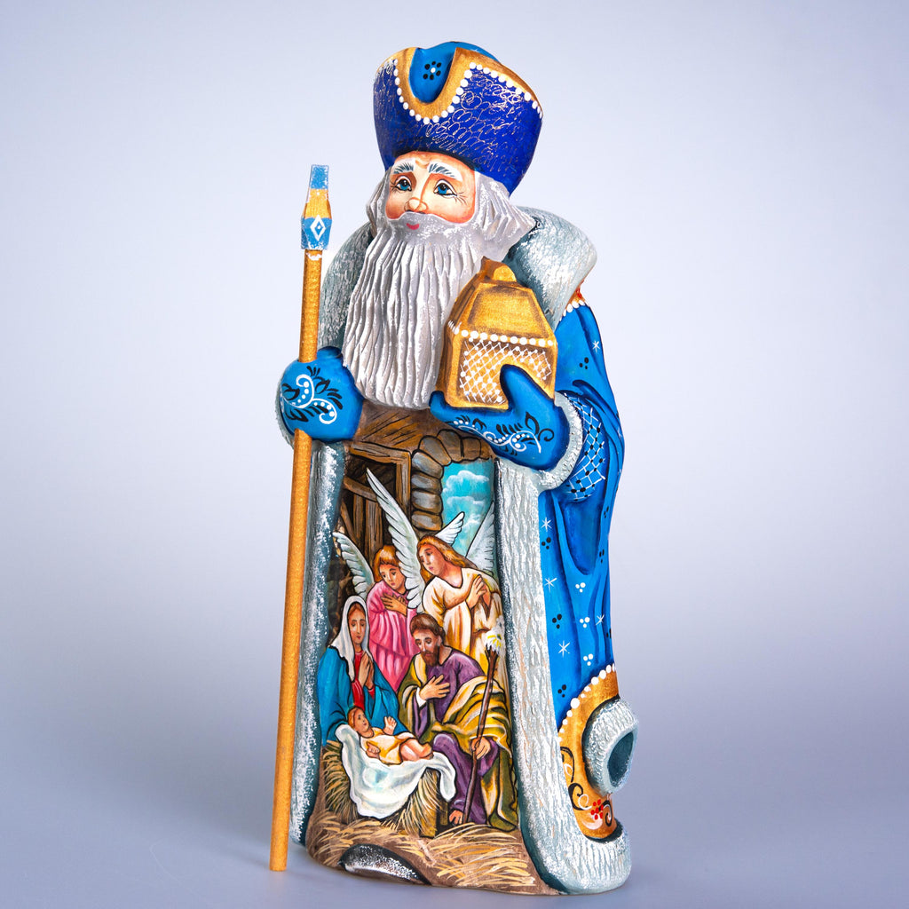 Hand carved Santa wooden figurine 12 inch, Nativity scene collectible