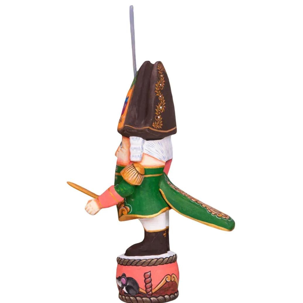 Collectible Nutcracker Figurine 10.6", Hand Painted Wood, Christmas Shelf Decor