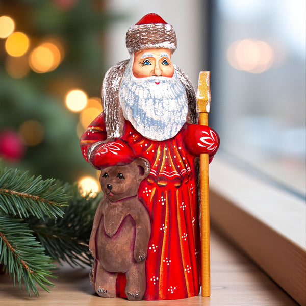 Hand Carved Wooden Santa Claus Figurine: 8