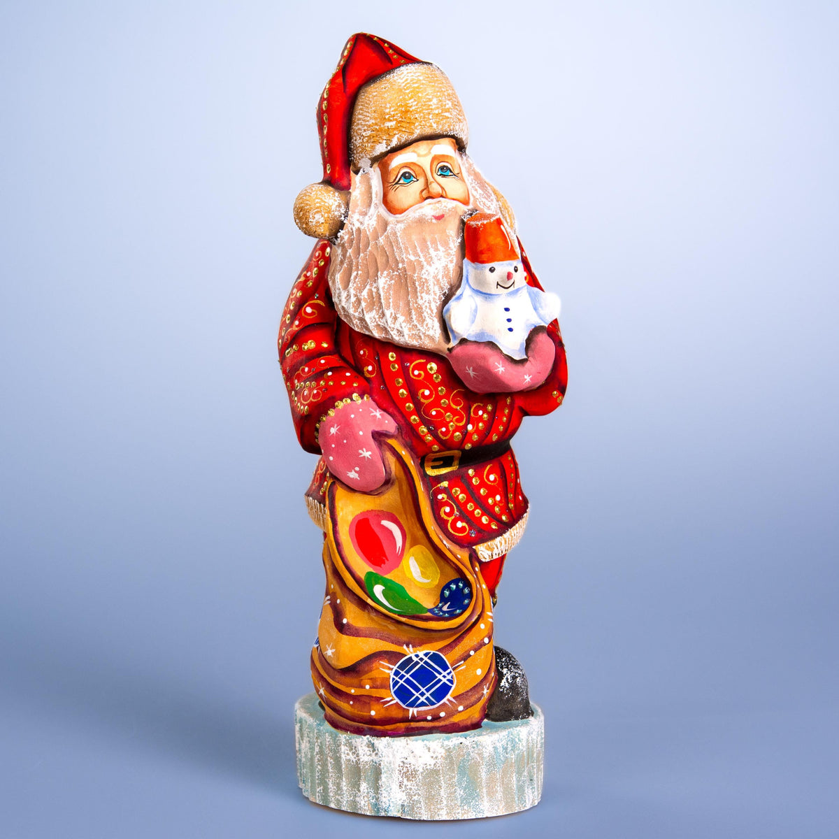 Vintage Santa Claus figurine 10", hand carved wooden mantel decor