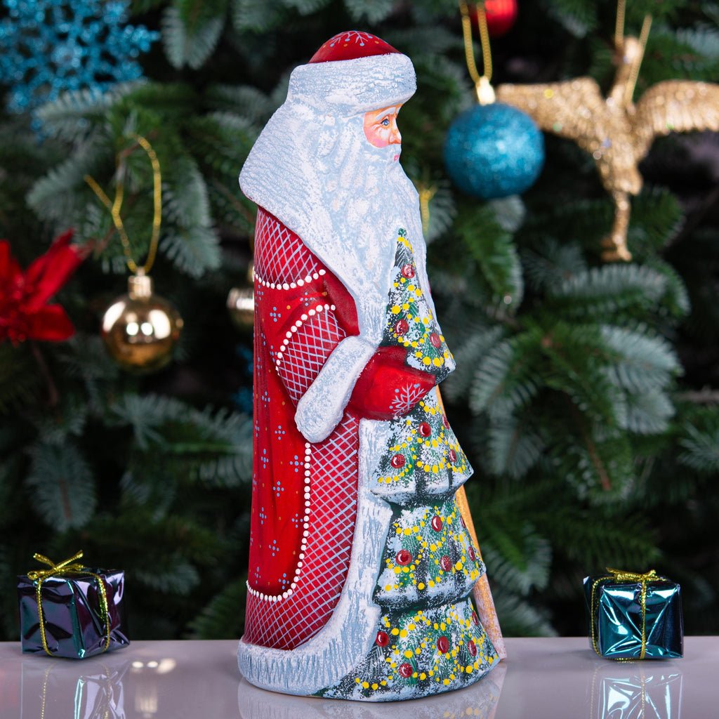 Hand Carved Wooden Santa Claus Figurine: Signed Christmas Decor (9")