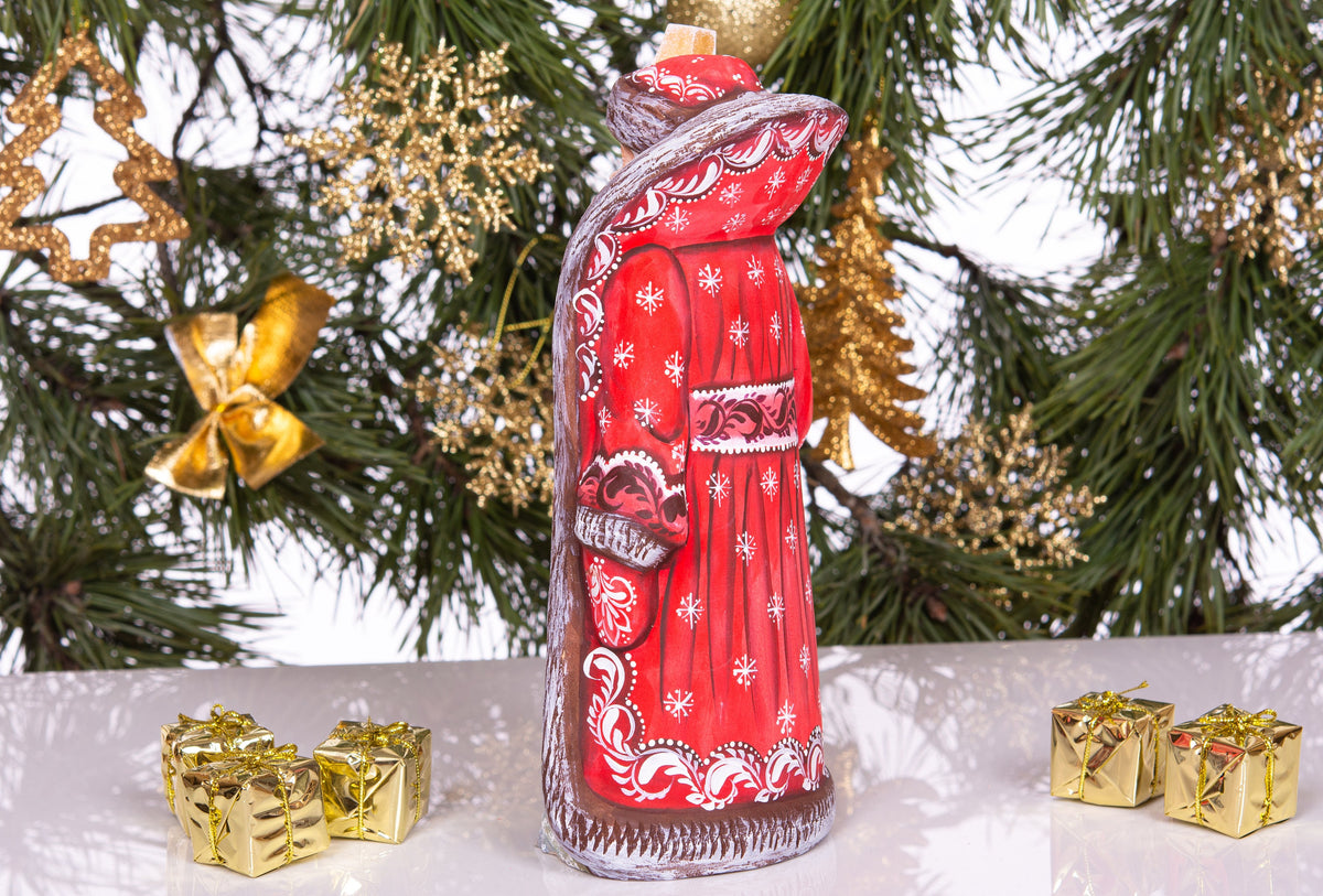 Hand carved Santa 9.5 inch solid wood figurine, children portrait
