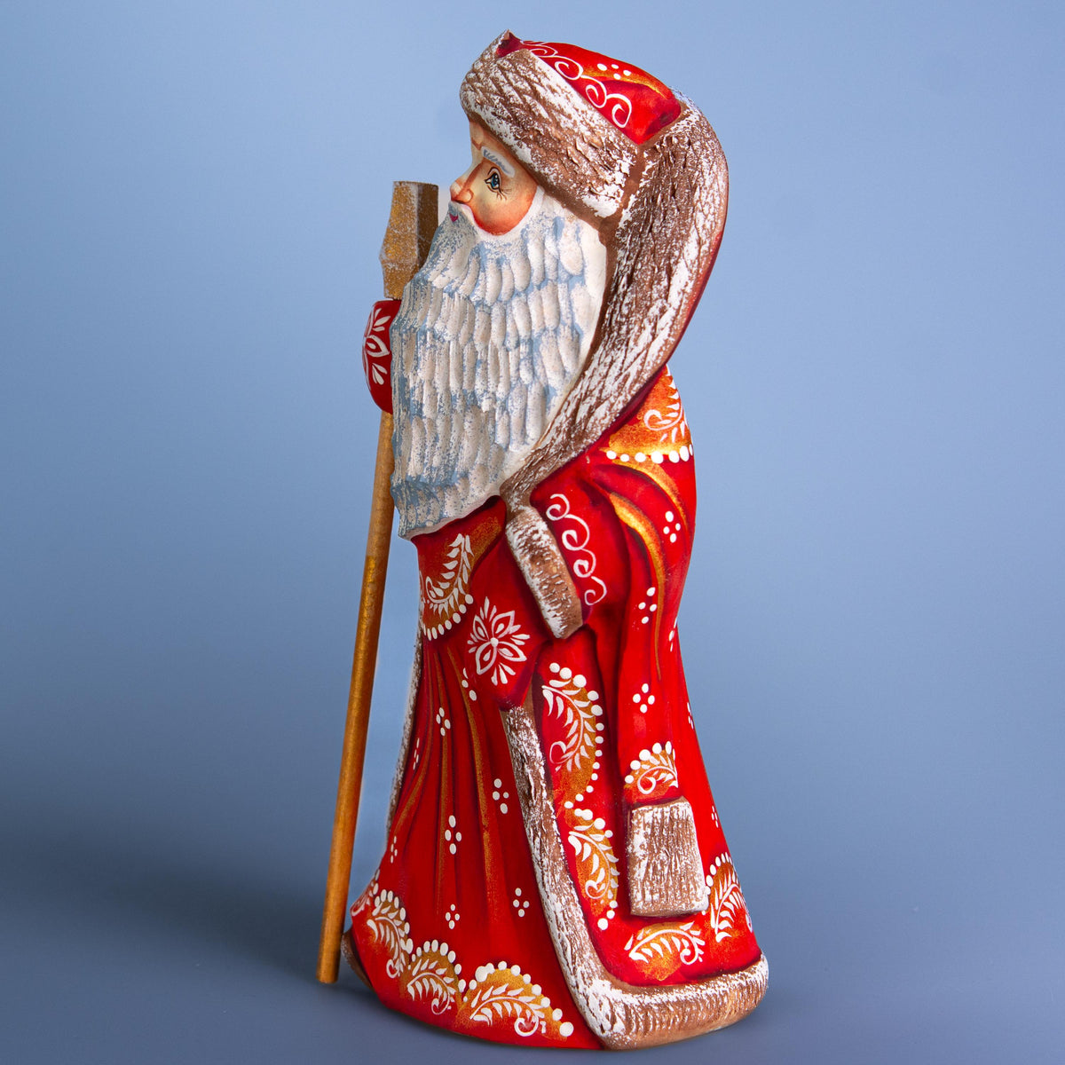 Hand-Carved Wooden Santa Claus Figurine: 9" Christmas Decor