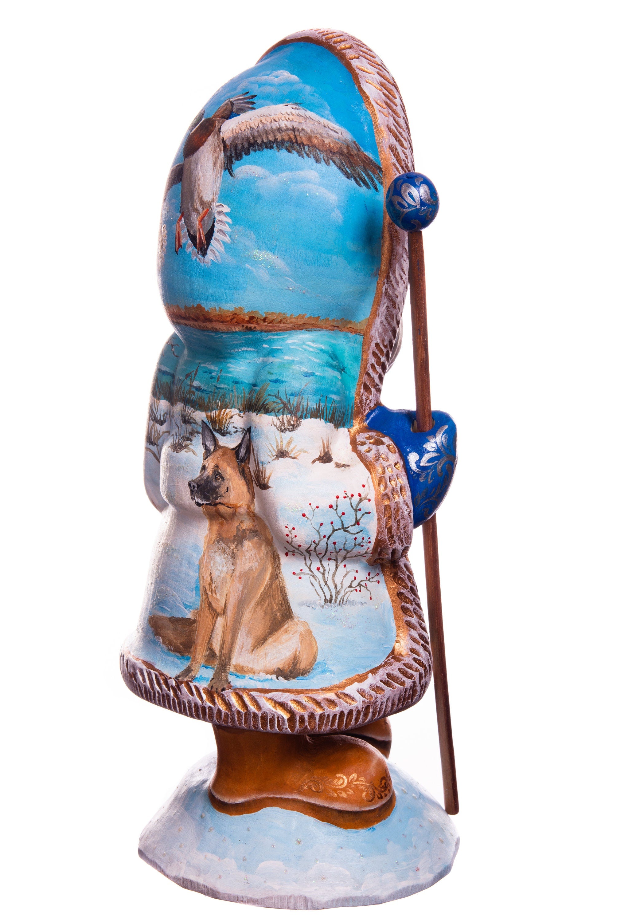 Hand-Carved Wooden Santa Claus Figurine: 12" Holiday Decor