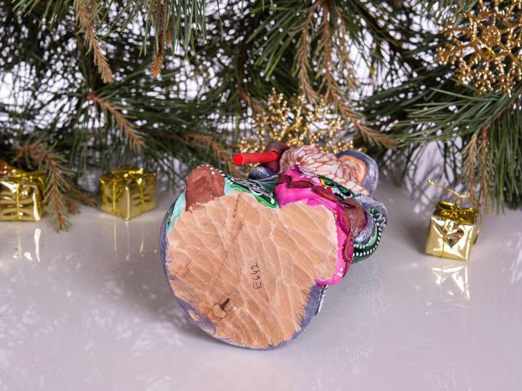 Hand Carved Wooden Santa Figurine: 9 Inch Rustic Christmas Decor