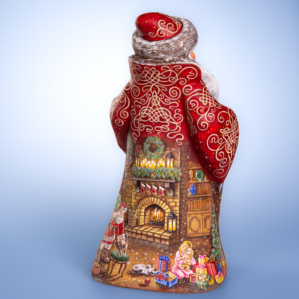 Father Christmas wooden figurine 14 inch, living room fireplace stockings, holiday home decor