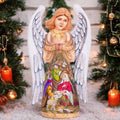 Wooden Angel Statue 12.9", Hand Carved, Nativity Art, Christian Decor