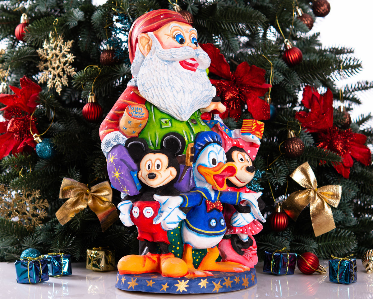 Hand Carved Wooden Santa Claus Figurine: 14" Christmas Home Decor