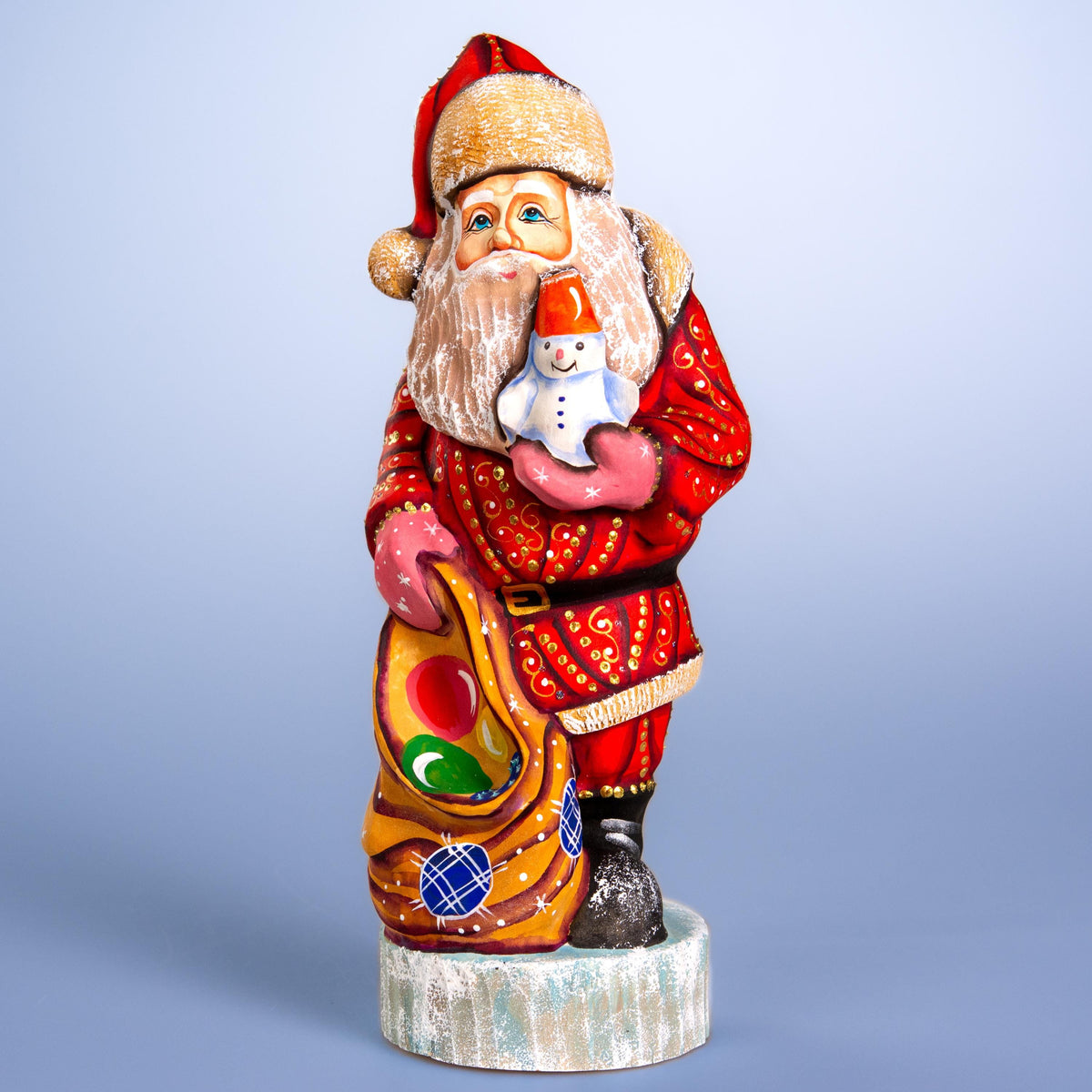 Vintage Santa Claus figurine 10", hand carved wooden mantel decor
