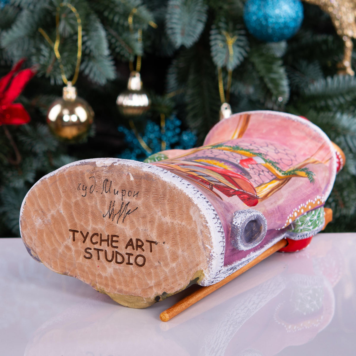 Hand Painted Wooden Santa Claus Figure 12 inch: Rustic Christmas Mantel Decoration