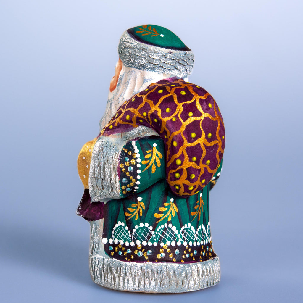 Old World Santa figurine 5.1 inch, green coat shelf decor