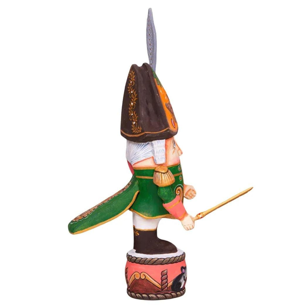 Collectible Nutcracker Figurine 10.6", Hand Painted Wood, Christmas Shelf Decor