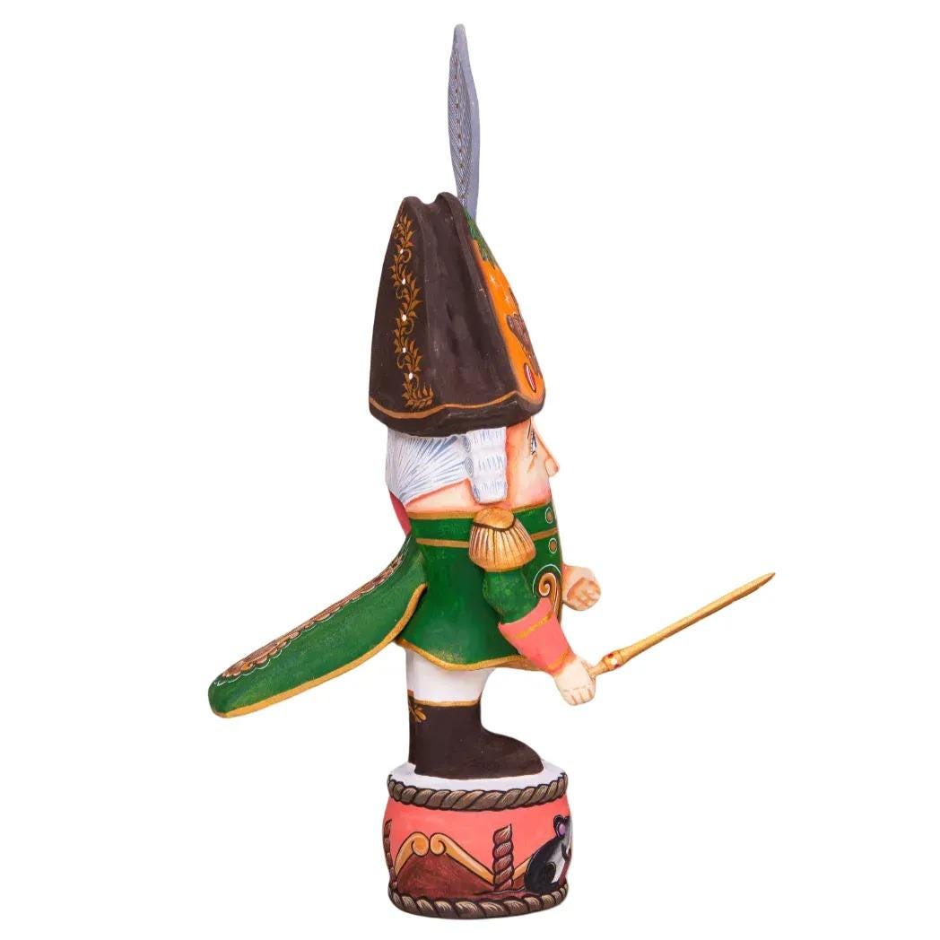 Collectible Nutcracker Figurine 10.6", Hand Painted Wood, Christmas Shelf Decor