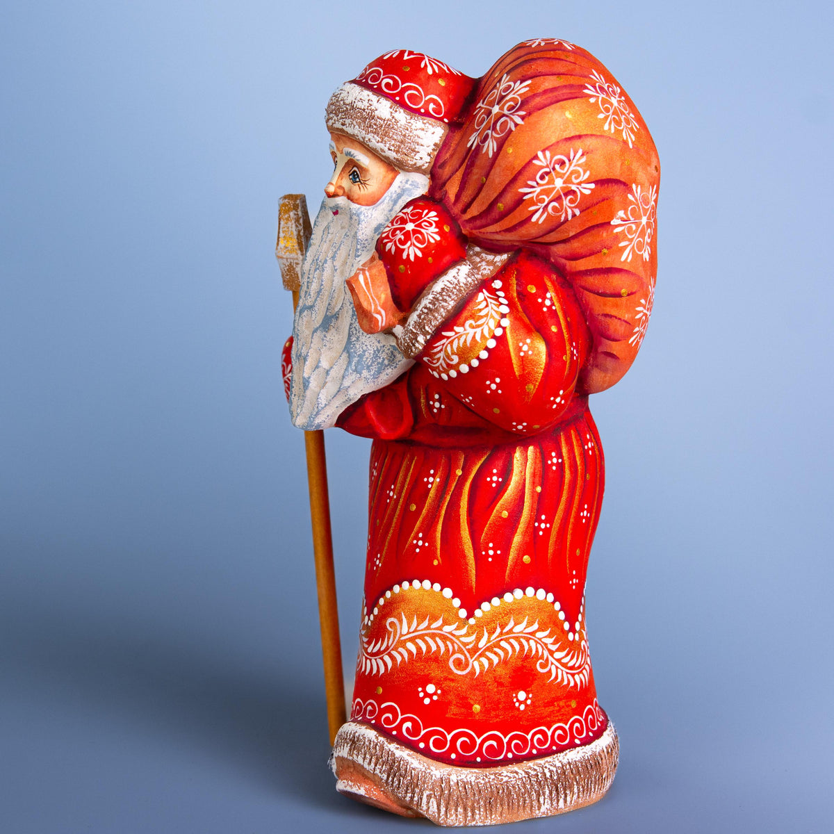 Wooden Carved Santa Claus figurine 9", Vintage Christmas Holiday Home Decor, funny Christmas gift made in Ukraine