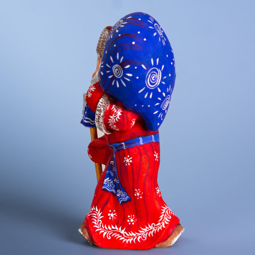 Wooden hand carved Santa Claus figurine 8", Christmas Holiday Home Decor indoor, Hand painted Christmas gift made in Ukraine