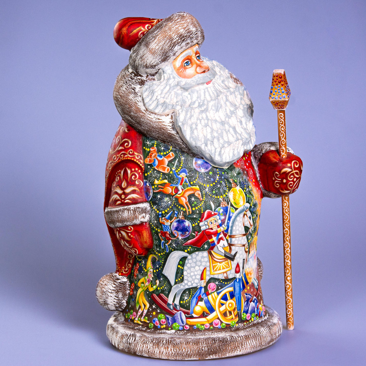 Hand Carved Wooden Santa Statue 14", Nutcracker Scene, Old World