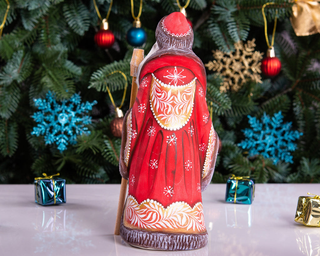 Hand carved Santa wooden figurine 9 inch with staff