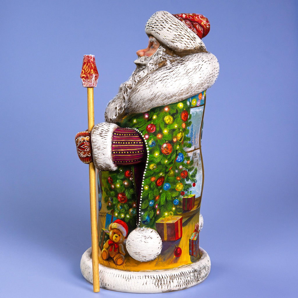 Collectible Santa Wood Figurine 14" — Boy Playing Toy Train