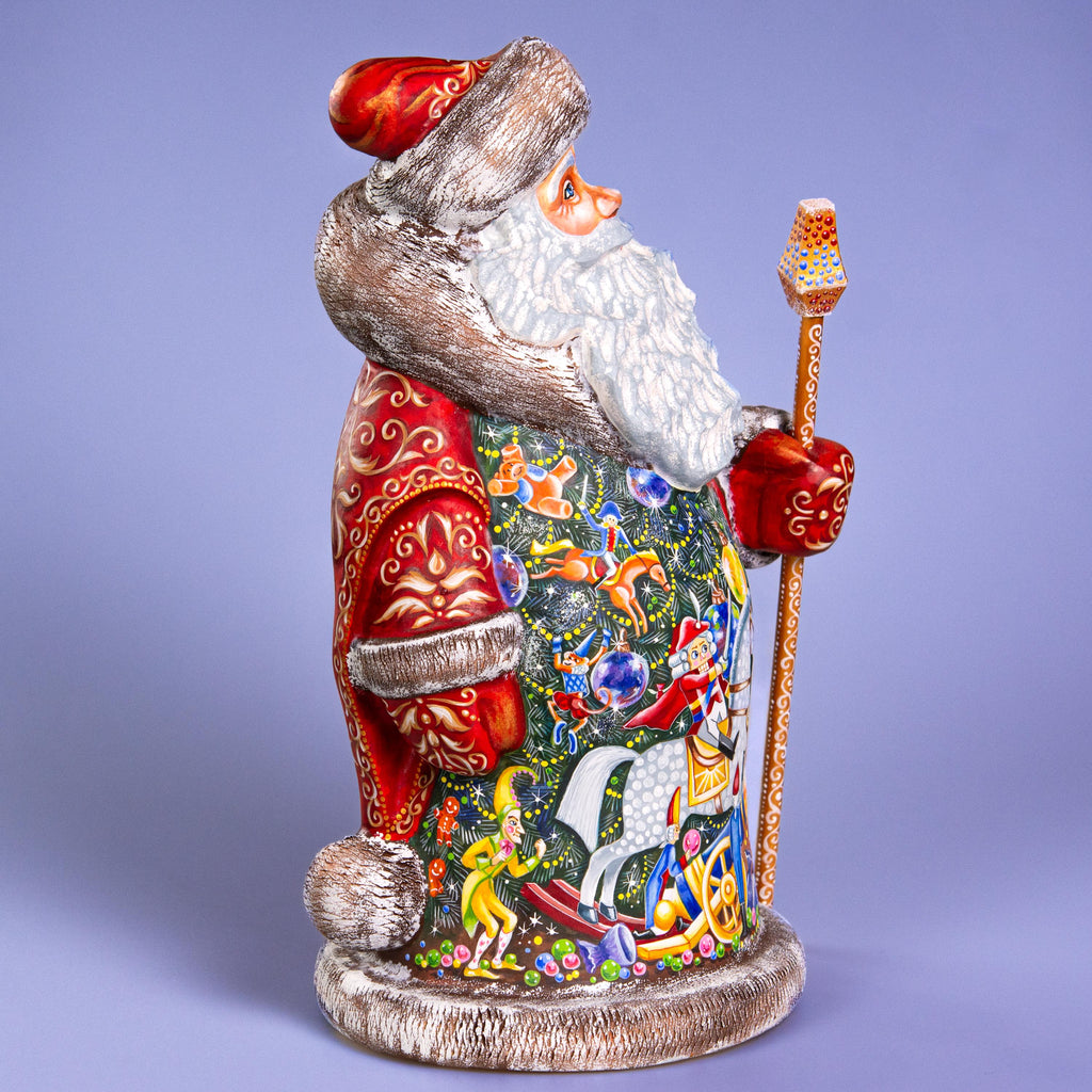 Hand Carved Wooden Santa Statue 14", Nutcracker Scene, Old World