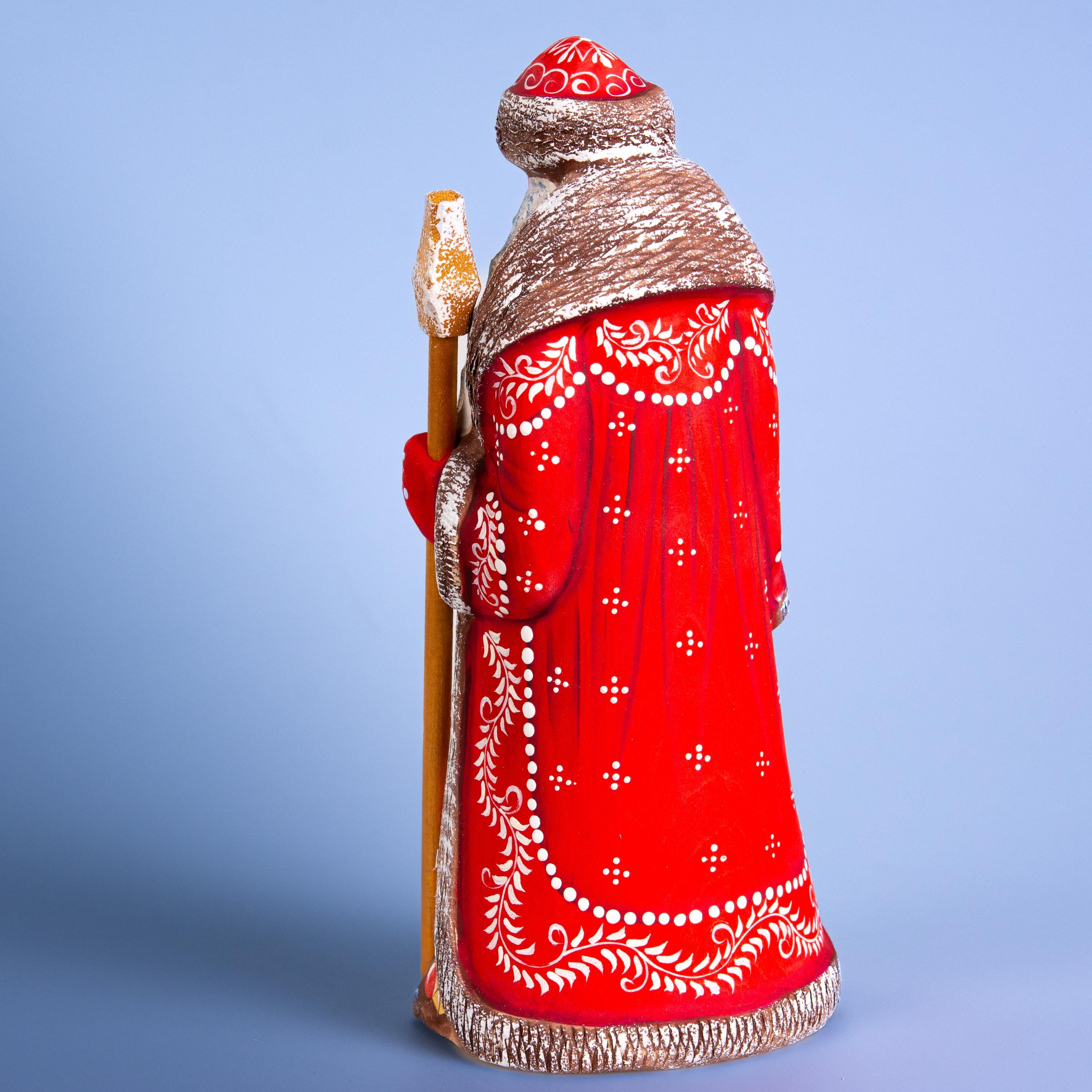 Hand Carved Wooden Santa Claus Figurine: 9" Holiday Decor