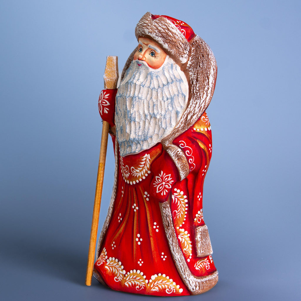 Hand-Carved Wooden Santa Claus Figurine: 9" Christmas Decor