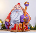 Hand-Carved Wooden Santa Claus Figurine: Folk Art Christmas Decor