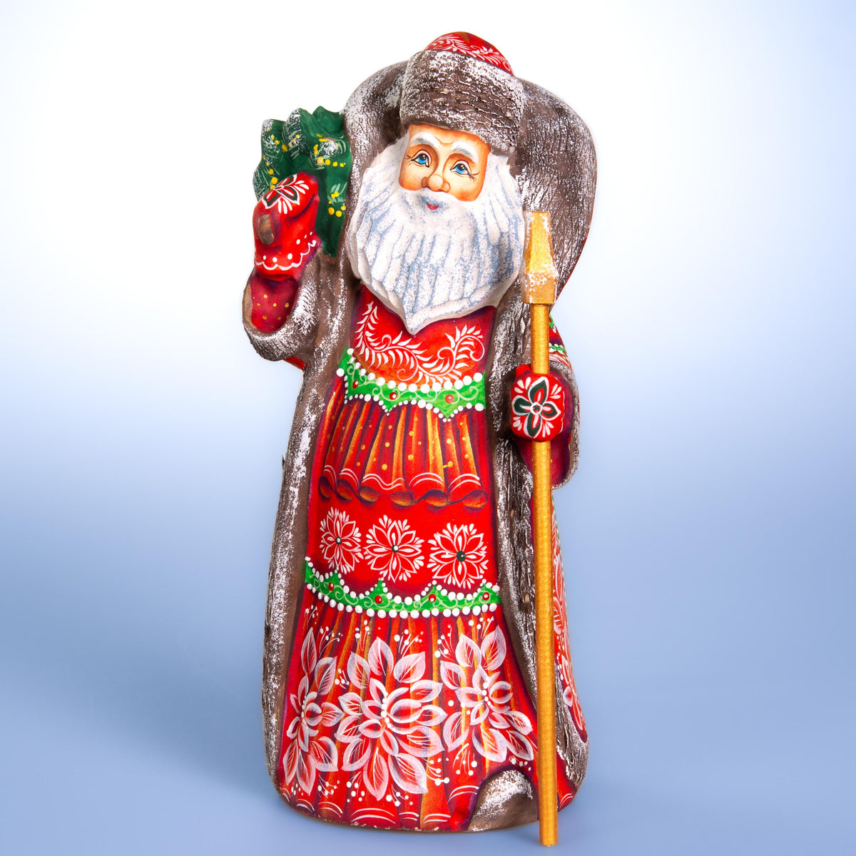 Hand carved Santa wooden figurine 10 inch, Christmas gift for collectors