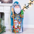 Hand-Carved Wooden Santa Claus Figurine: 9" Hand-Painted Christmas Decor