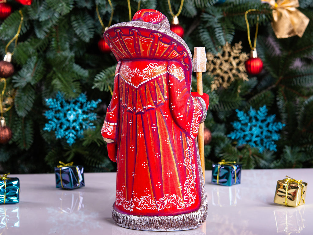 Hand-Carved Wooden Santa Claus Figurine: 9" Holiday Home Decor
