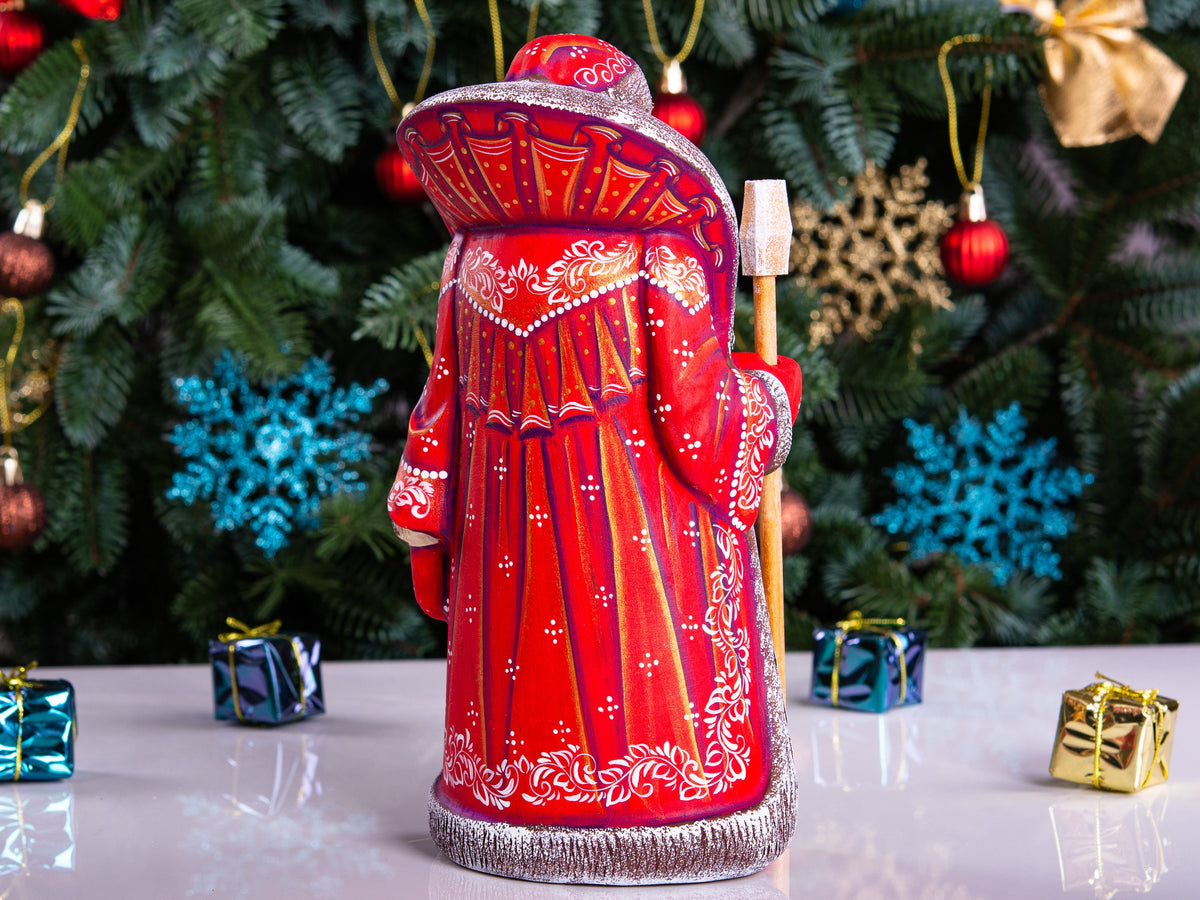 Hand-Carved Wooden Santa Claus Figurine: 9" Holiday Home Decor
