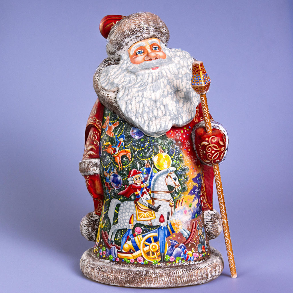 Hand Carved Wooden Santa Statue 14", Nutcracker Scene, Old World