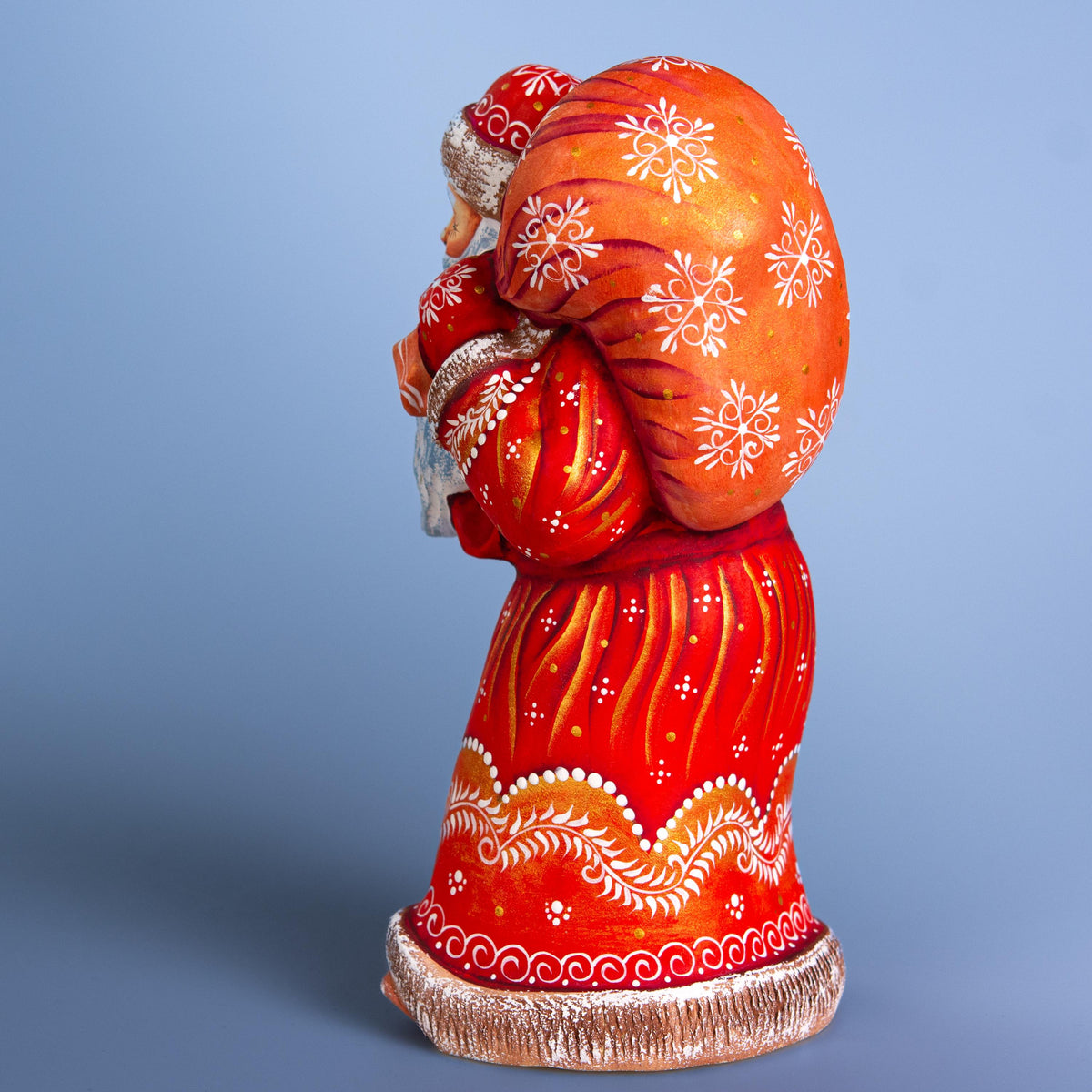 Wooden Carved Santa Claus figurine 9", Vintage Christmas Holiday Home Decor, funny Christmas gift made in Ukraine