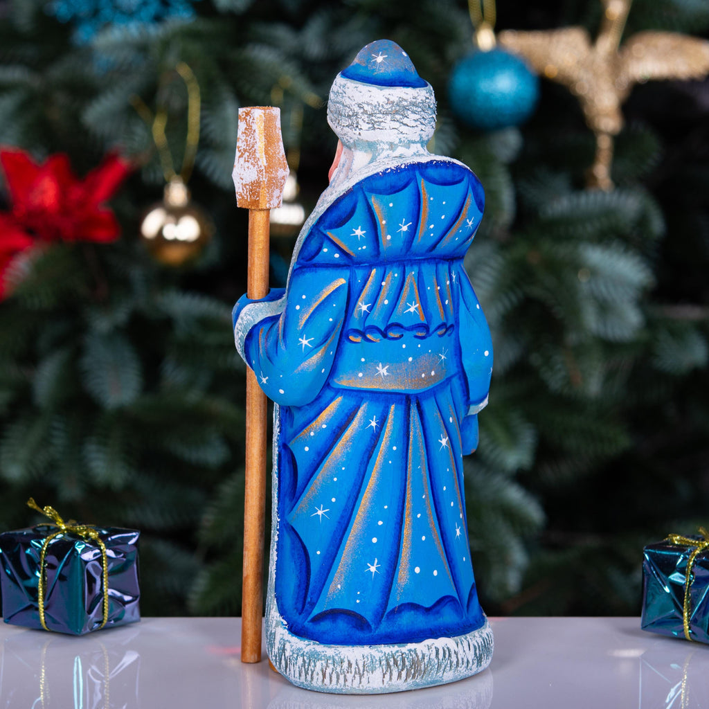 Blue Coat Santa Figurine 7", Nativity Scene, Old World Folk Art