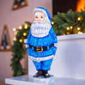 Father Frost, Hand‑Carved Wood, Frosty Trim Blue Suit, 6.7″