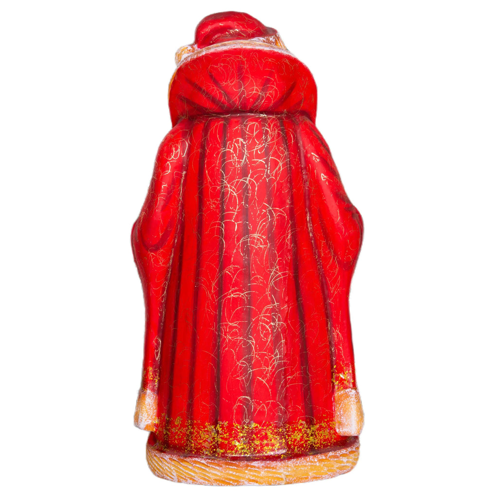 Hand-Carved Wooden Santa Claus Figurine: Whimsical Christmas Decor