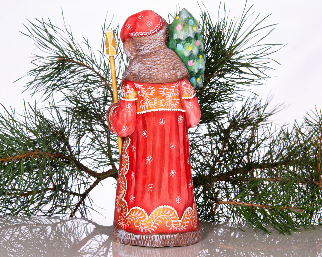 Hand carved Santa figurine 11 inch, winter village child, mantel Christmas decoration