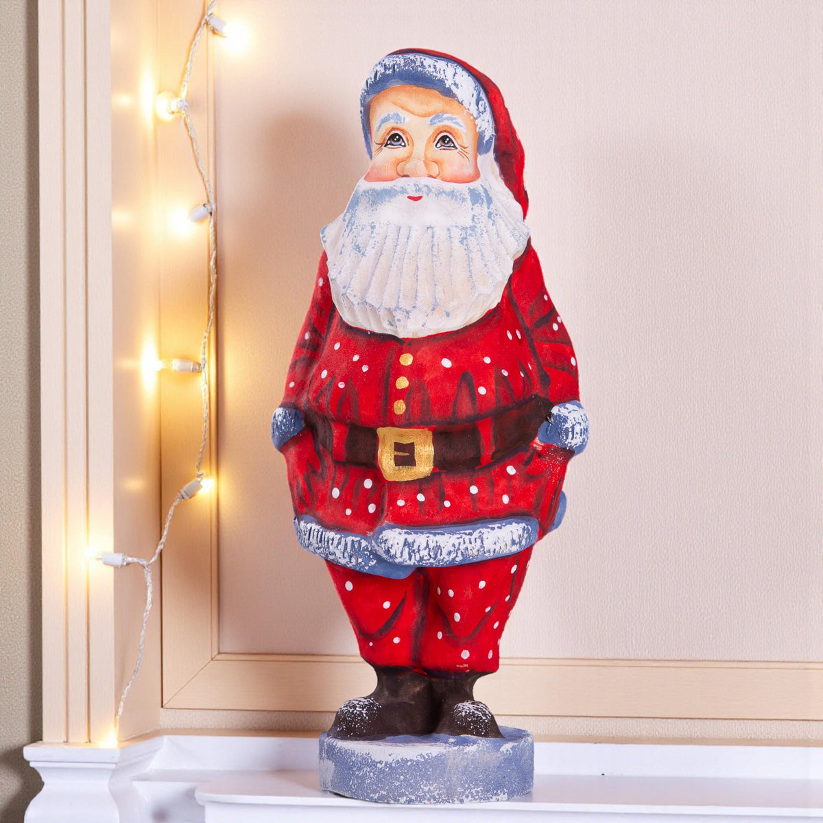 Wooden Santa Claus figure 7 inch, whimsical folk art, kids room & nursery Christmas decor