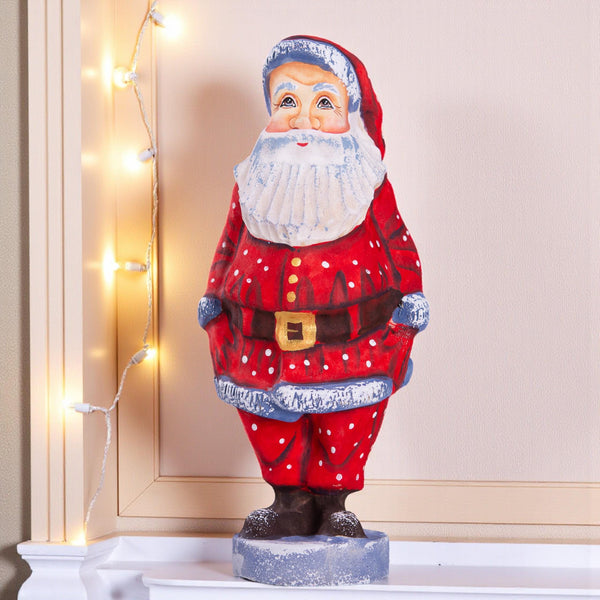 Wooden Santa Claus figure 7 inch, whimsical folk art, kids room & nursery Christmas decor