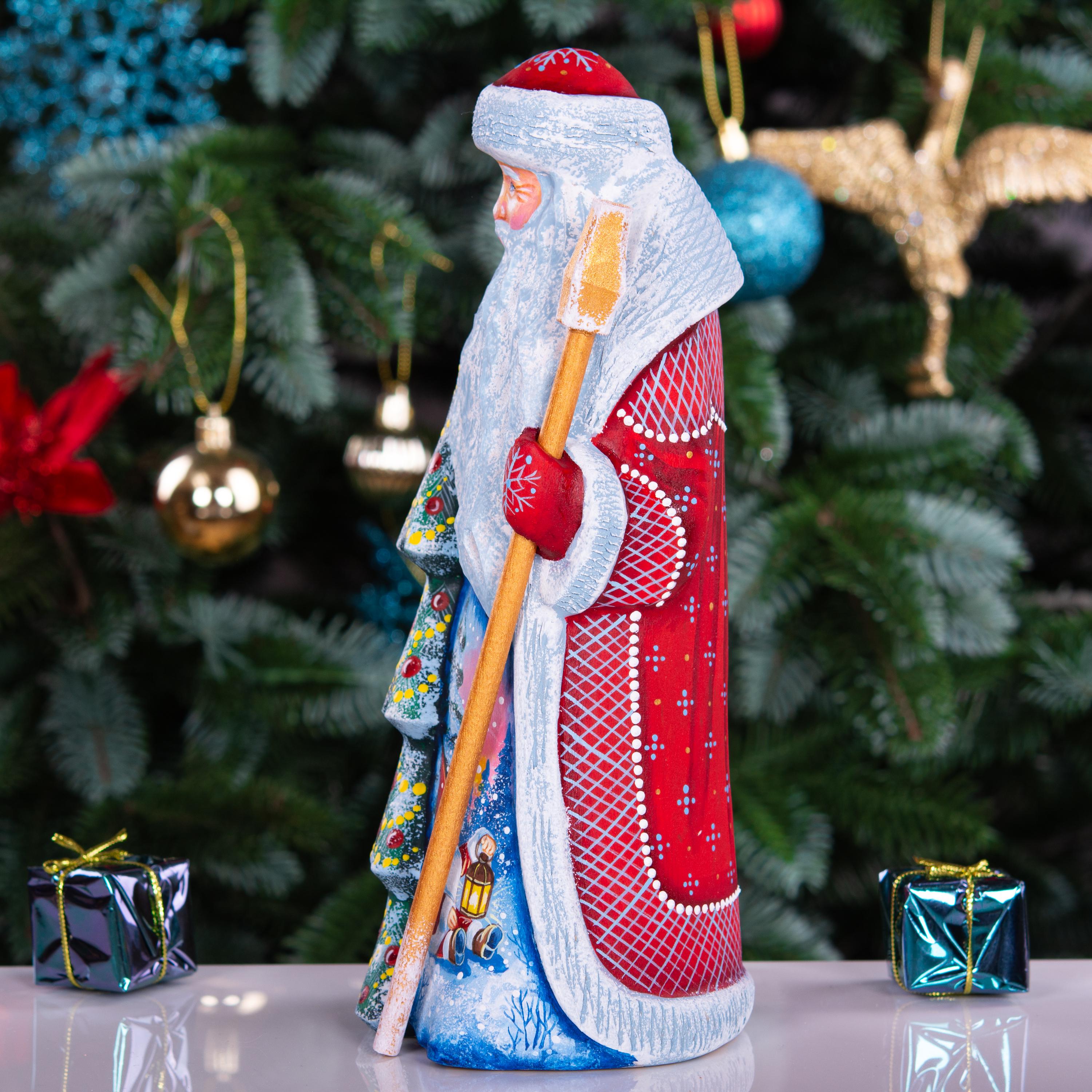 Hand Carved Wooden Santa Claus Figurine: Signed Christmas Decor (9")