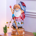 Hand carved Santa Claus figurine 10 inch, village landscape, holiday table centerpiece