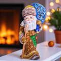 Hand Carved Santa Figurine 8 inch: Rustic Wood Christmas Decor, Forest Scene