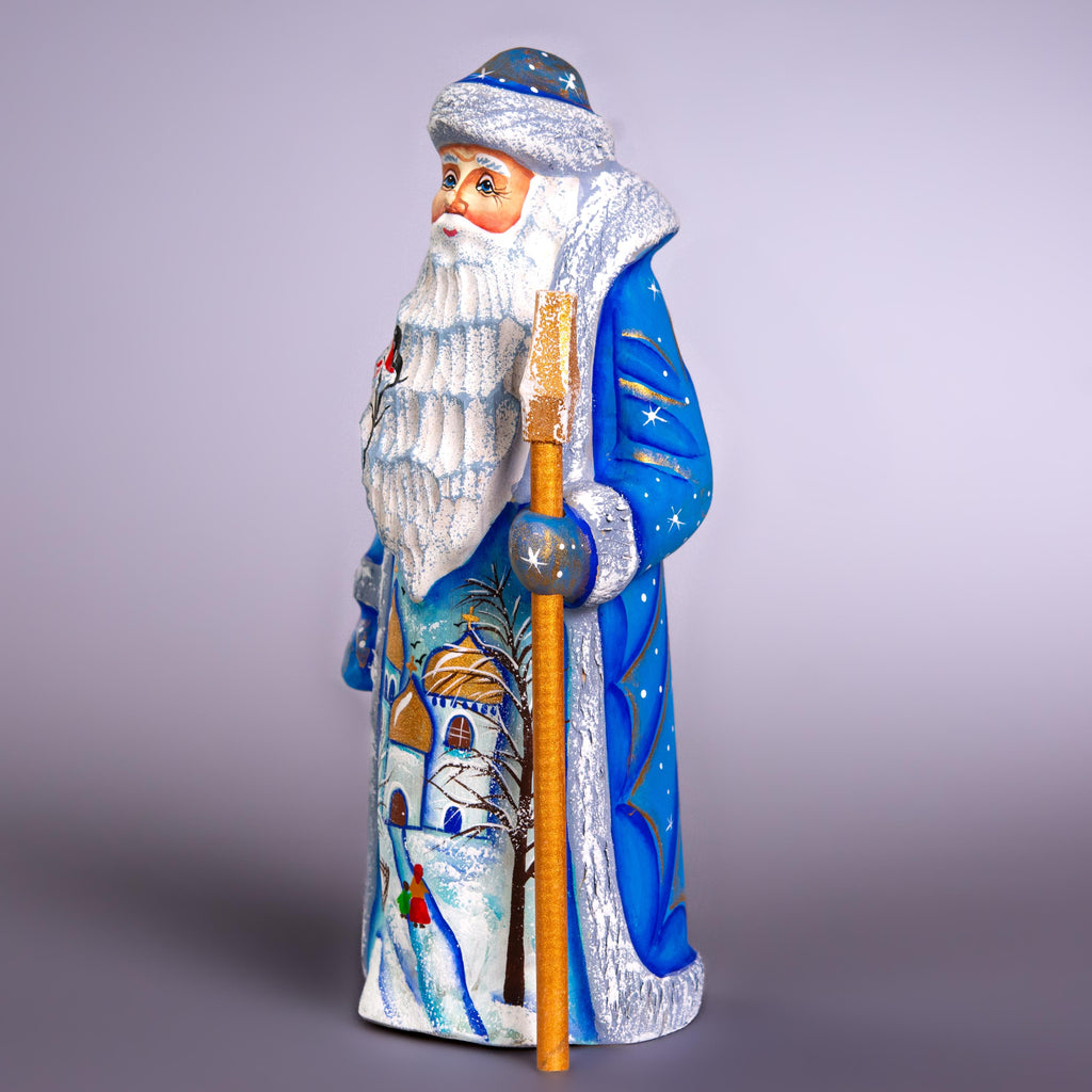 Wooden Hand Carved Santa Claus figurine 8", handmade home Christmas Holiday decor indoor, funny Christmas gift idea - made in Ukraine