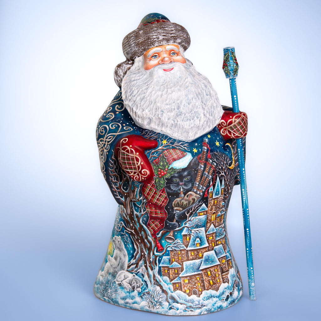 Hand carved Santa figurine 14 inch, snowmen and reindeer decor