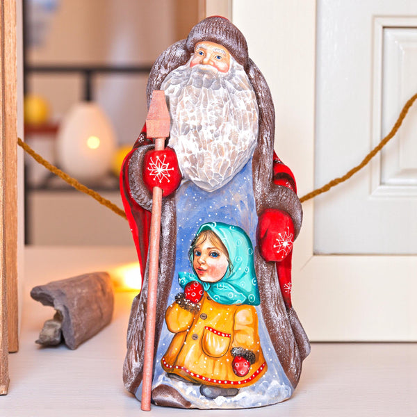 Hand-Carved Wooden Santa Claus Figurine: 9
