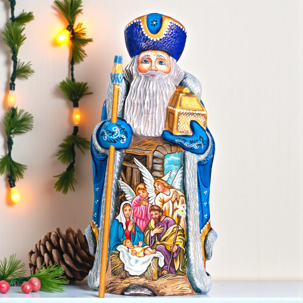 Hand carved Santa wooden figurine 12 inch, Nativity scene collectible