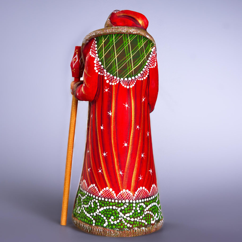 Wooden Santa Figurine 9" – Hand-Carved Christmas Mantel Decor, Folk Art