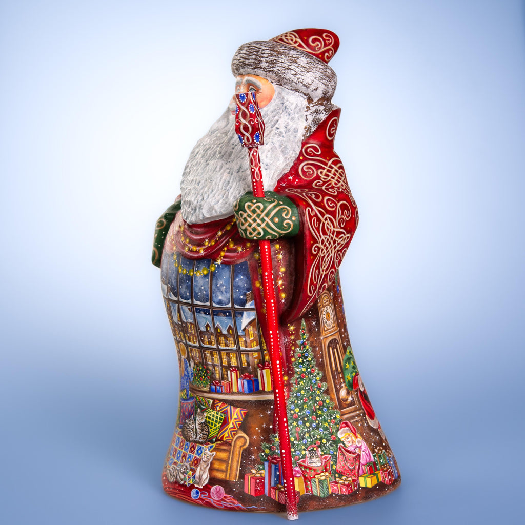 Father Christmas wooden figurine 14 inch, living room fireplace stockings, holiday home decor