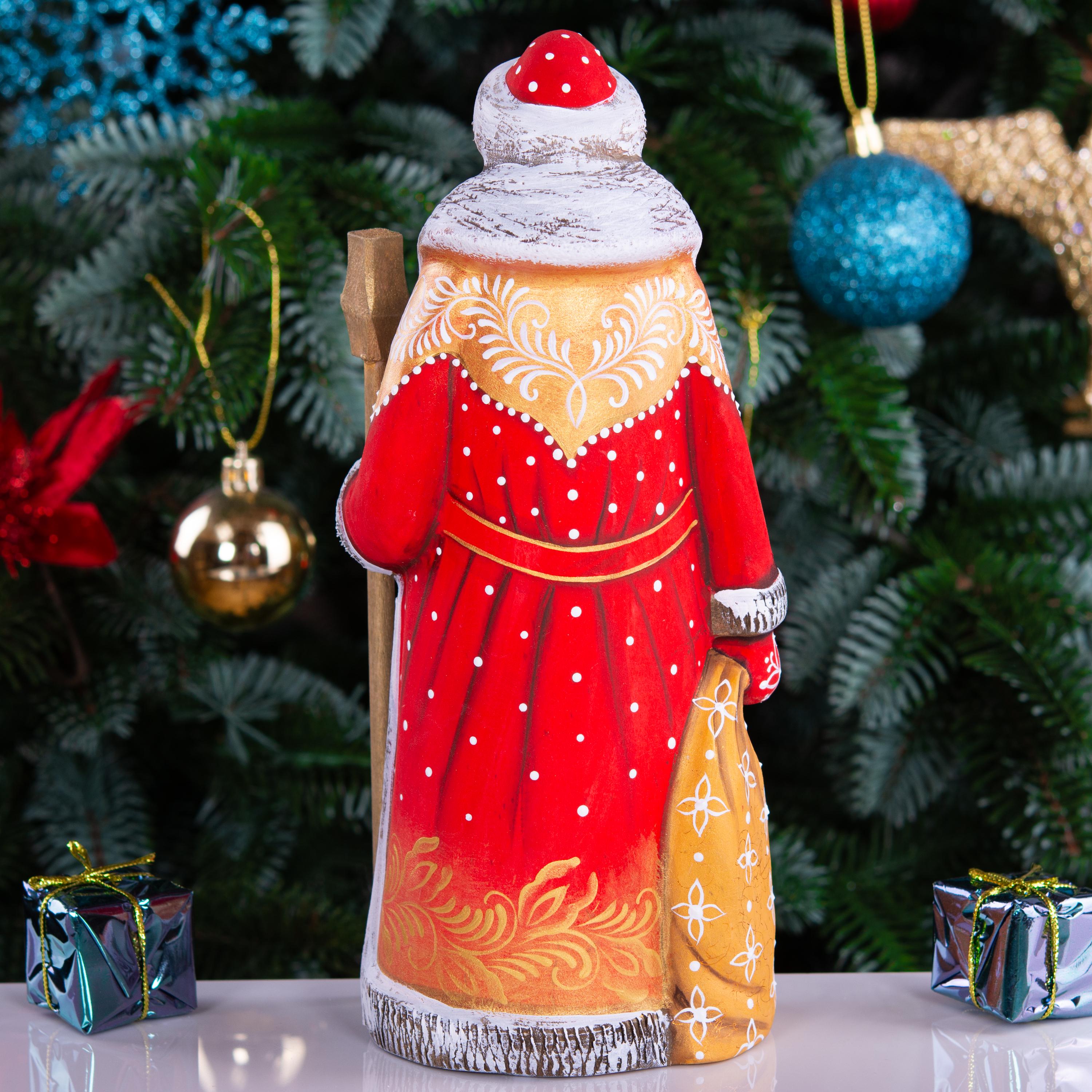 Wooden Santa Claus figurine 9", Funny Christmas Gift Idea - Christmas Holiday Home Decoration indoor made in Ukraine